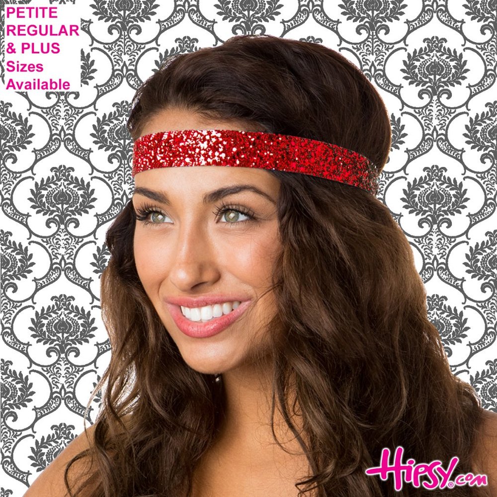 Hipsy Red Adjustable & No Slip Wide Bling Glitter Hair Headband
